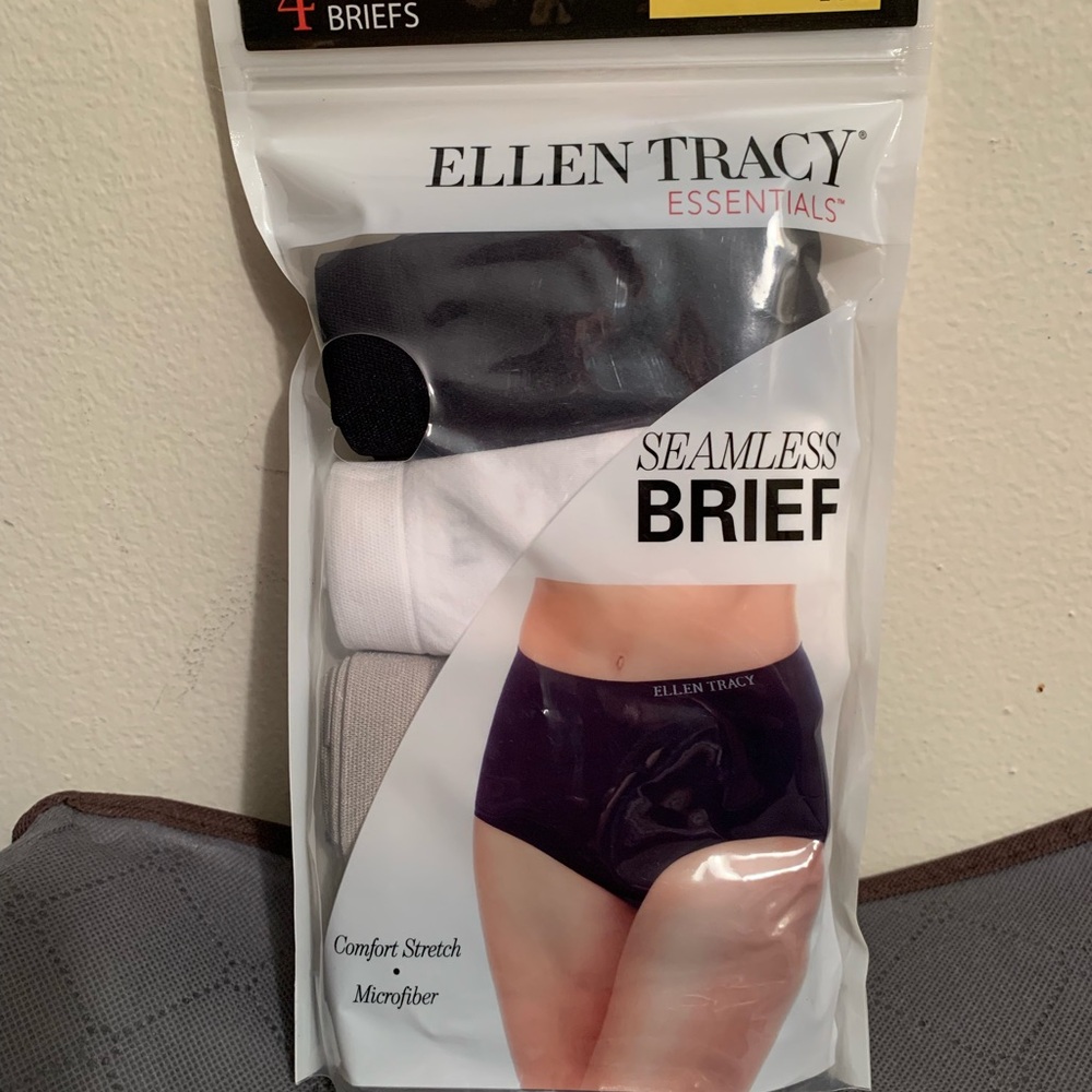 NWOT Ellen Tracy Seamless Briefs Black, White, Gray Sealed  Size 6 Medium 4 pack
